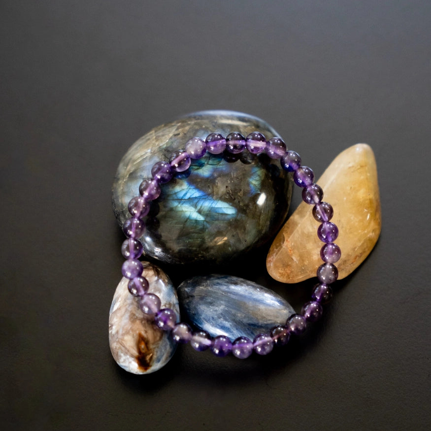 The Evoline Amethyst Calm & Clarity Bracelet, purple gemstone bracelet for calm and clarity, energy bracelet