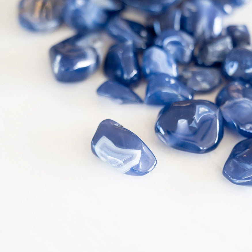 The Evoline Blue Chalcedony Communication and Calm Tumbled Stones 