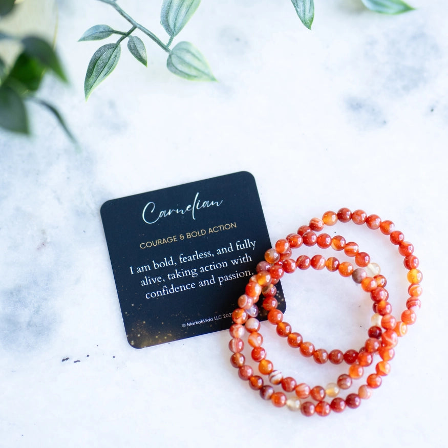 The Evoline Carnelian Courage & Bold Action Bracelet, healing energy bracelets, bracelet stacks