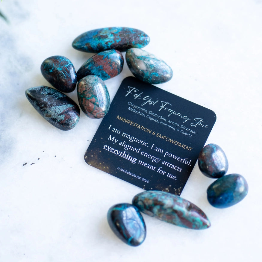 The Evoline F*ck Yes Frequency Stone with affirmation card.