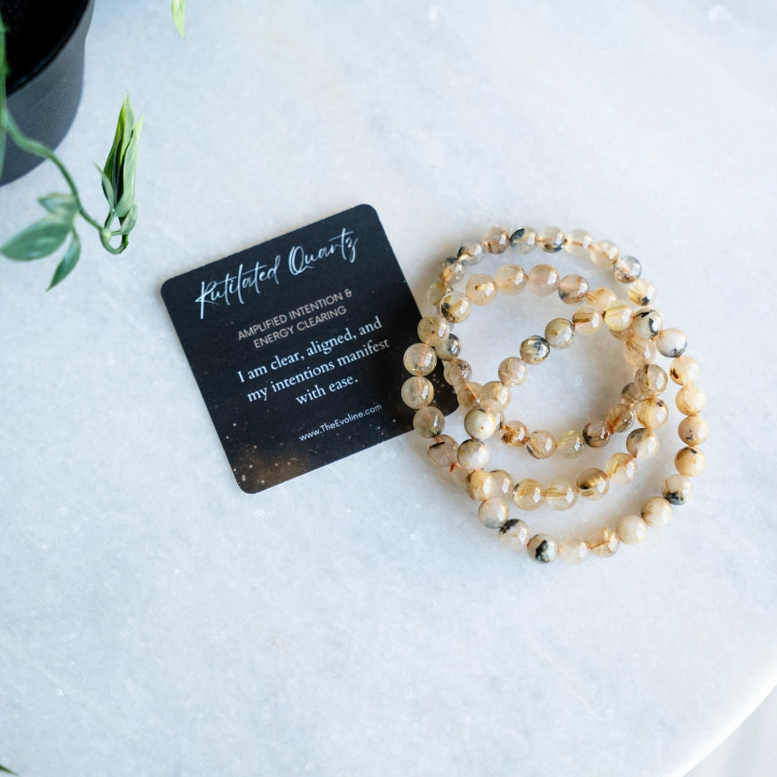 Rutilated Quartz Bracelets with Affirmation card from The Evoline