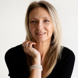 Rebekah wearing The Evoline Moonstone Bracelets