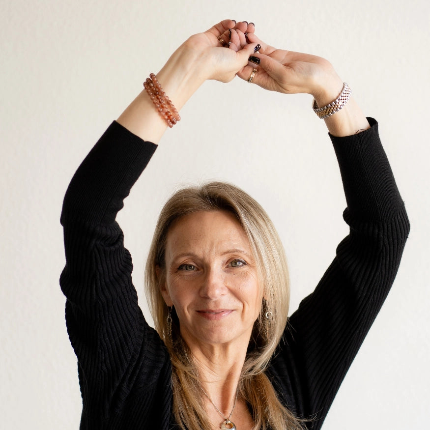 Rebekah wearing The Evoline Sunstone Empowerment & Leadership Bracelet 