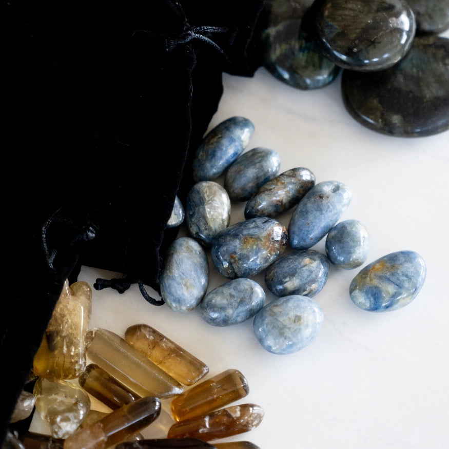 The Evoline Manifesting Trio: Labradorite, Blue Kyanite in Quartz & Citrine