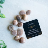 The evoline sunstone tumbled stones with affrimation card.
